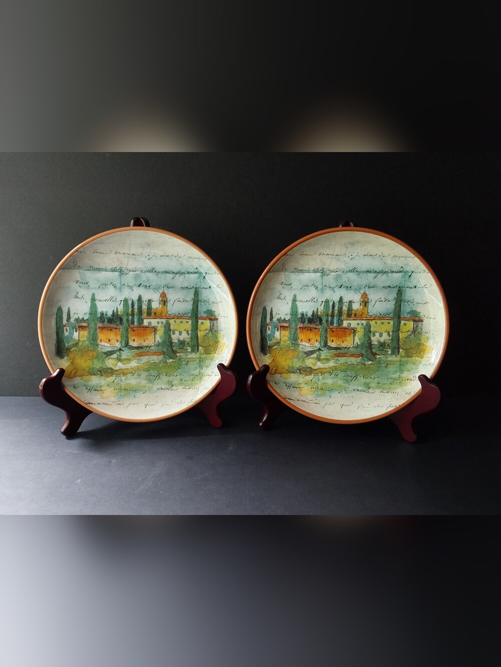 Williams-Sonoma SALAD/DESSERT Plates (2) PAYSAGE by Marc Lacaz 9.25" Dia